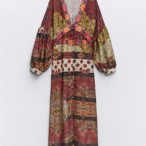 Zara Multicolor Patchwork Maxi Dress